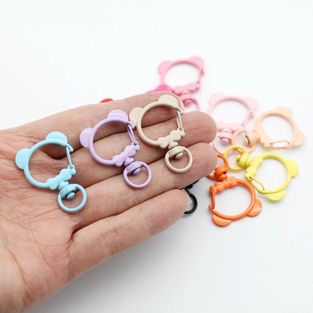 5 Pieces Bear Shaped Keychain Clips Lobster Clasps Metal Spring Hooks with Swivel Rings DIY Backpack Charms Key Ring Accessories view 3