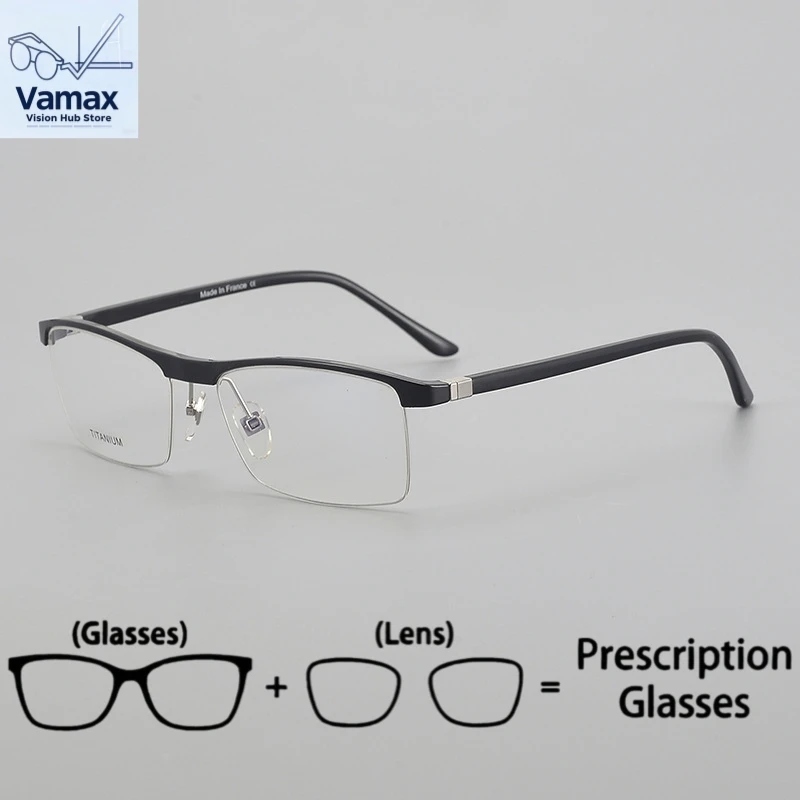 

Ultra-Light Titanium Prescription Glass Men'S Fashionable Half-Frame Eyeglasses Business Office Myopia Hyperopia Reading Glasses