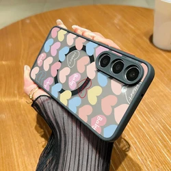 Magnetic For Magsafe Love Heart Patterned Case For Samsung Galaxy A55 A54 5G S24 S23 S22 Ultra S21 FE A34 A15 A25 A35 Capa Coque