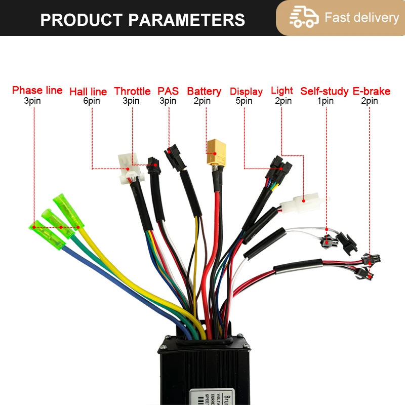 3-mode Sine Wave Ebike Controller 36V48V 17A/26A/30A/40A 250W-2000W Electric Bicycle Brushless Controller