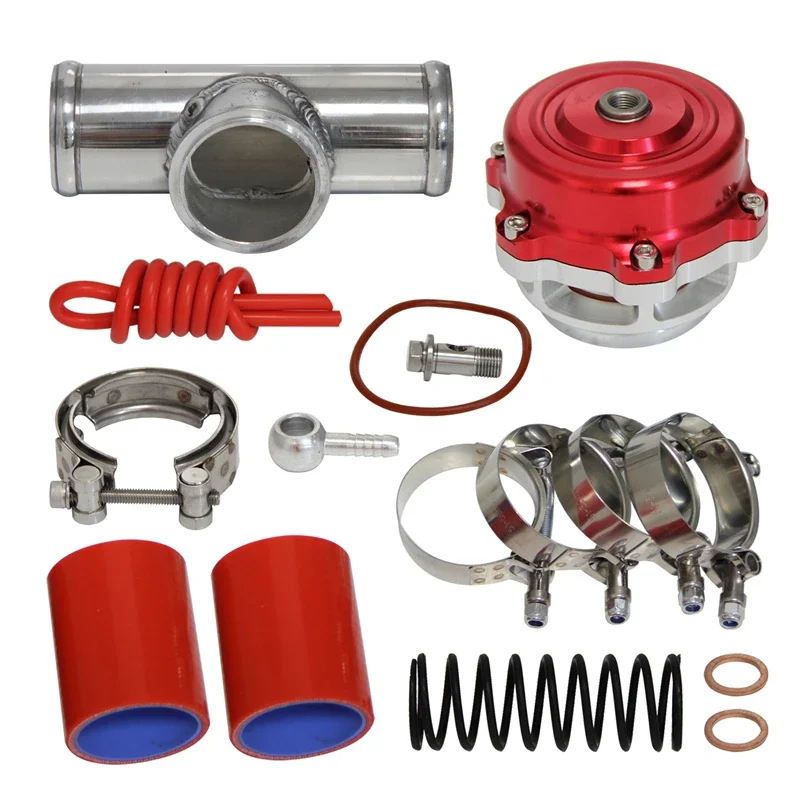 

50mm 35PSI Boost V-Band Turbo Blow Off Valve with 2'' OD Flange Pipe Hose Kit Blue/Red