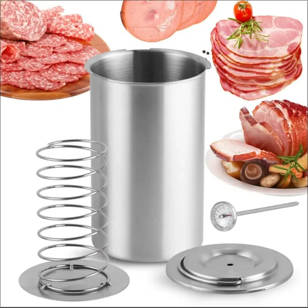 

Cooking Barrel Stainless Steel Ham Maker With Temperature Monitor Meat Steamer Ham Press Maker Poultry Cooking Kitchen Tool