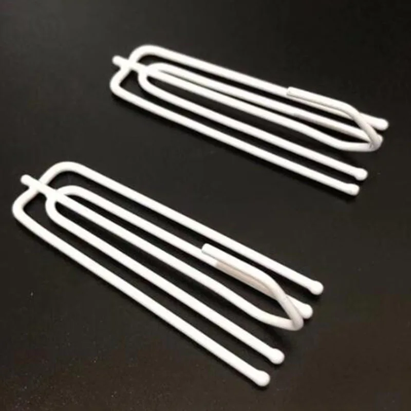 10PCS white Metal Single Hook Four Fork Curtain Tape Hook Curtain Cloth Ring Clamp Tracks DIY  Home Accessories