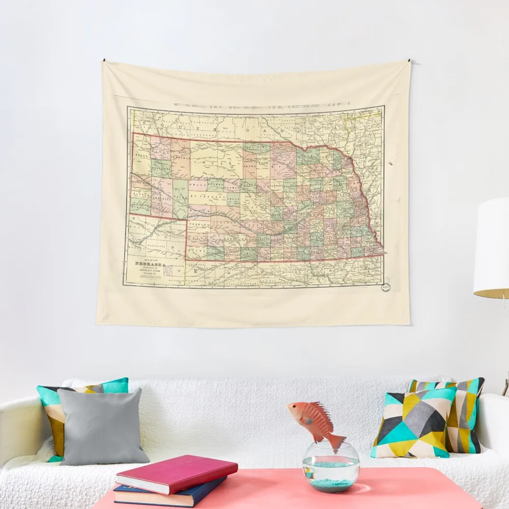 Map of Nebraska (1902) Tapestry Korean Room Decor Living Room Decoration Decoration For Bedroom Tapestry