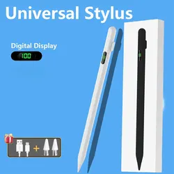 Universal Stylus Pen With LED Digital Power Display For iPad Samsung Huawei Xiaomi Tablet Pen For Android Windows Touch Pen