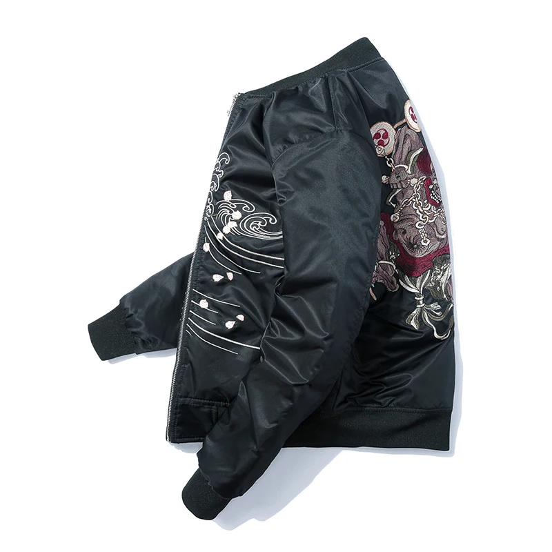 Chaqueta bordada de primavera Otoño Invierno para hombre, abrigo Sukajan, abrigo de béisbol juvenil, cazadora de piloto gruesa acolchada de algodón