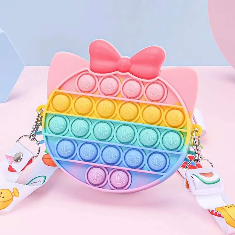 

Новый Радужный пресс Joy через плечо нулевой кошелек для детей и девочек головоломка инструмент для декомпрессии милая сумка через плечо