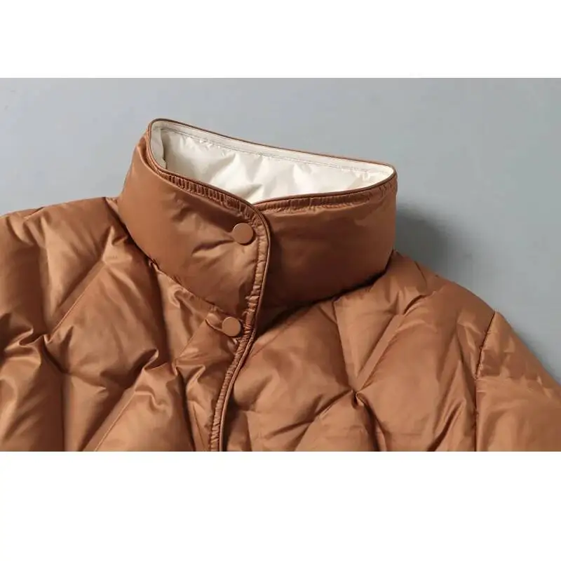 Lagabogy 2025 Nieuwe Herfst Winter Vrouwen Ultralight Witte Eendendons Lange Jas Vrouwelijke Single-Breasted Dubbelzijdig Puffer Jas