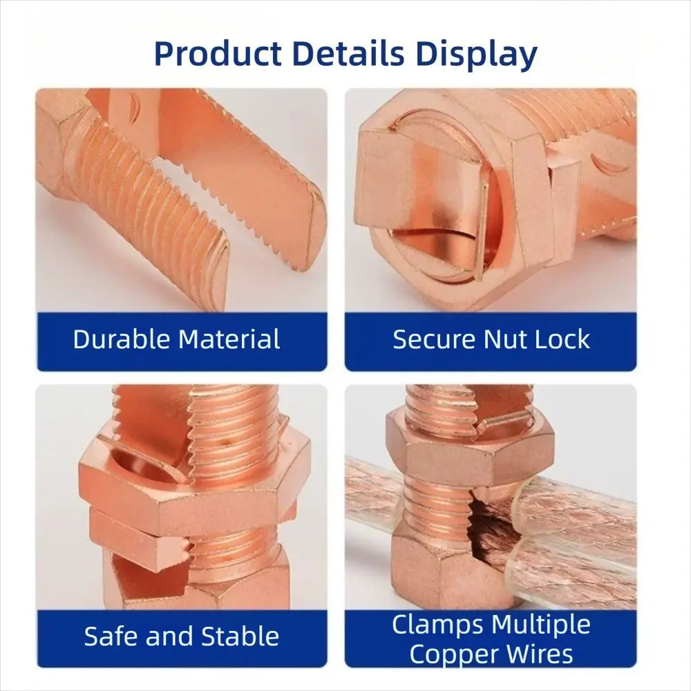 New TJ Series Split Bolt Connector Sturdy Durable Copper Split Bolt Copper Split Connector