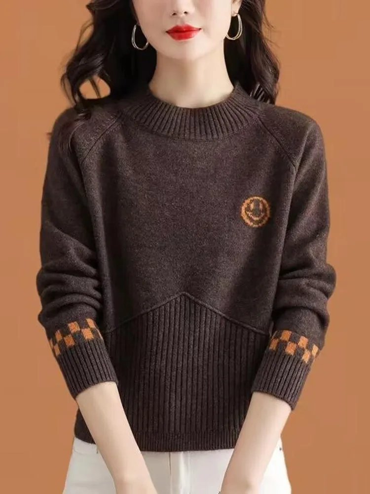 

Женский вязаный шерстяной свитер, теплый модный топ, зимний профессиональный топ с высоким воротником, длинный свеч, прямая основа...