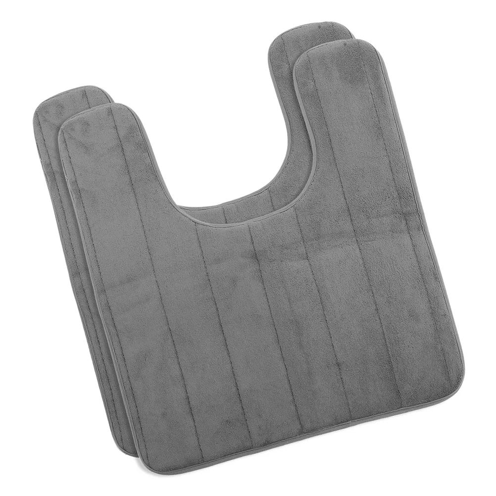 

2Pcs Memory Foam Mat U Shape NonSlip Toilet Seat Cushion DarkGrey Bathroom Rug WaterAbsorption AntiSkid Closestool Mat