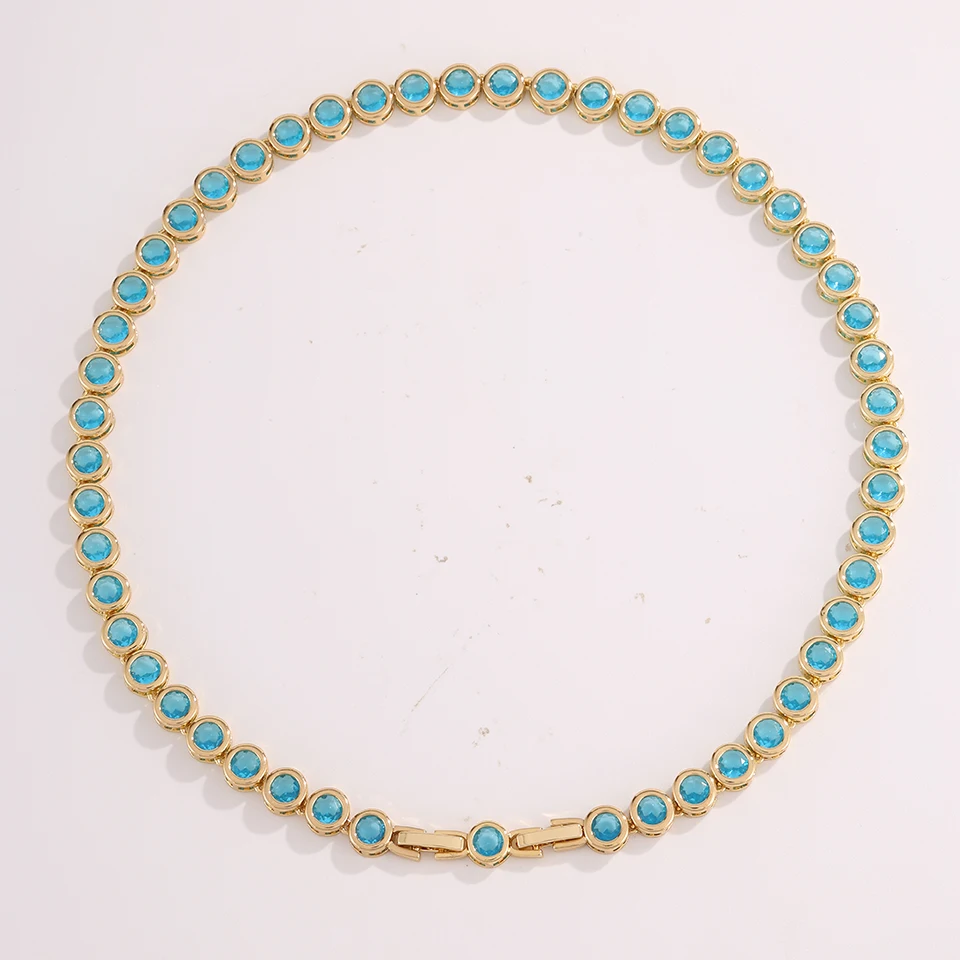 ZAKOL Luxuriöse, zierliche, glänzende, farbenfrohe Zirkon-Tennis-Choker-Halskette für Frauen, eleganter, funkelnder Kristall-Schmuck für Hochzeiten und Partys – Detail 10