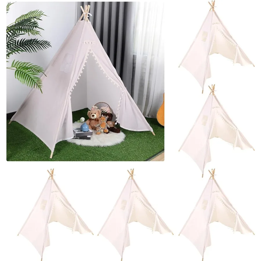 6 قطعة خيمة تيبي للأطفال قابلة للطي وقابلة للغسل للاستخدام الداخلي والخارجي للأولاد والبنات والأطفال الصغار بوهو ملابس نوم لأعياد الميلاد ومستلزمات سبا للحفلات