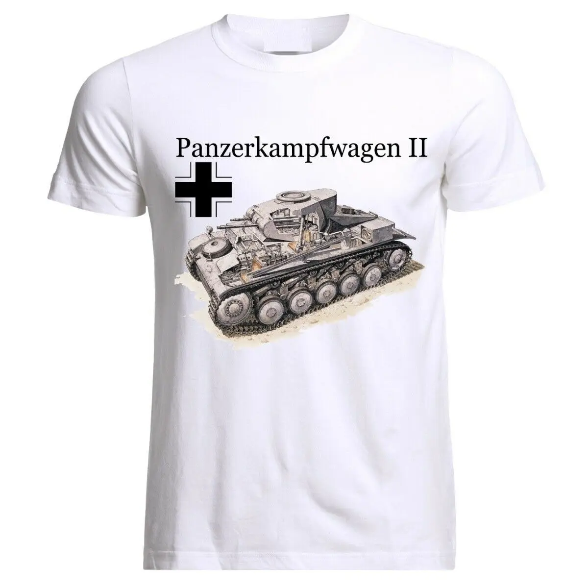 WWII Wehrmacht Panzer PzKpfw 2 Tank T Shirt. High Quality Cotton, Loose, Big Sizes, Breathable Top, Casual T-shirt S-3XL