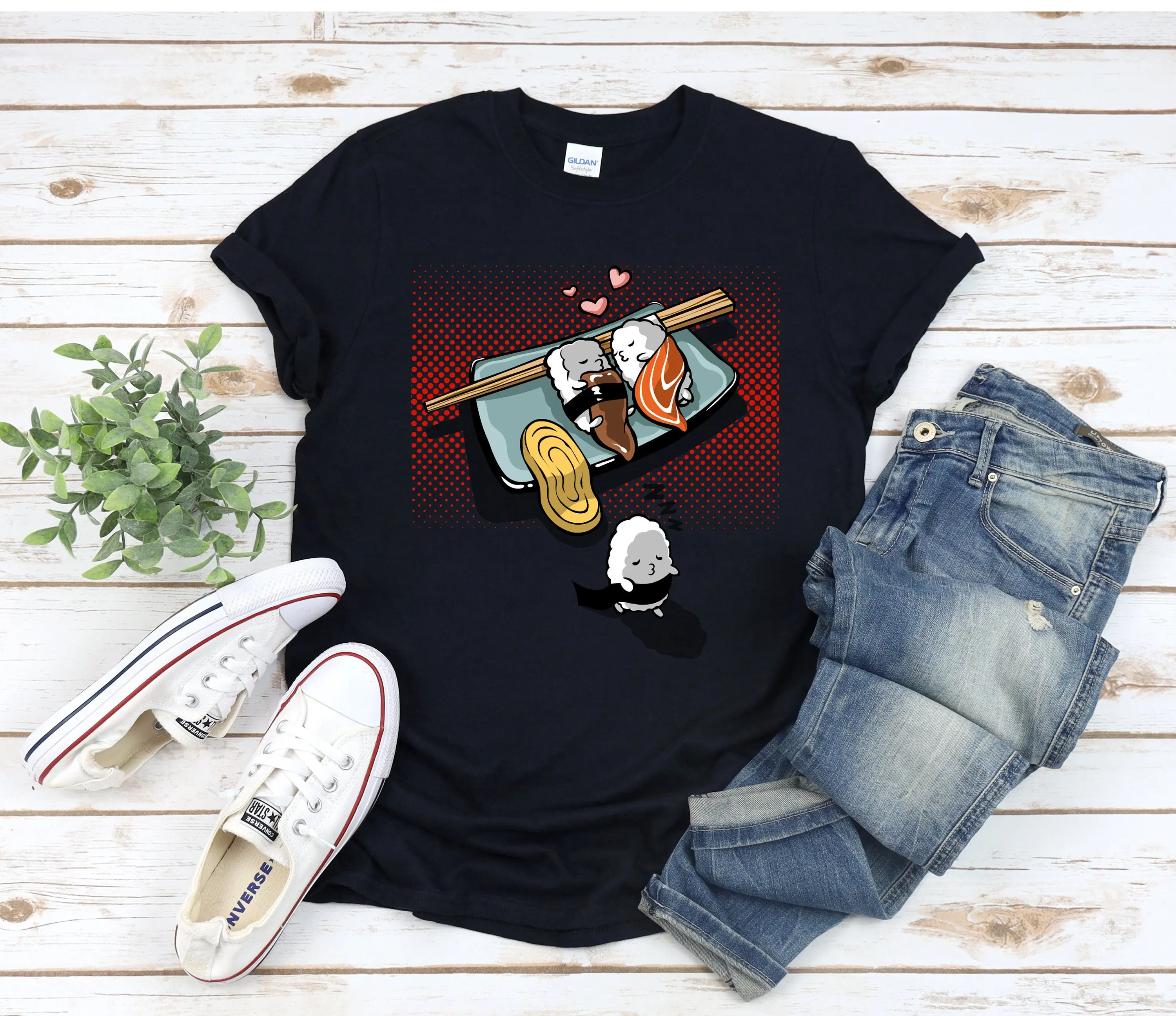 Cute Sushi T Shirt Funny Japanese Lover Sleeping for Fans and Food Puns Enthusiasts