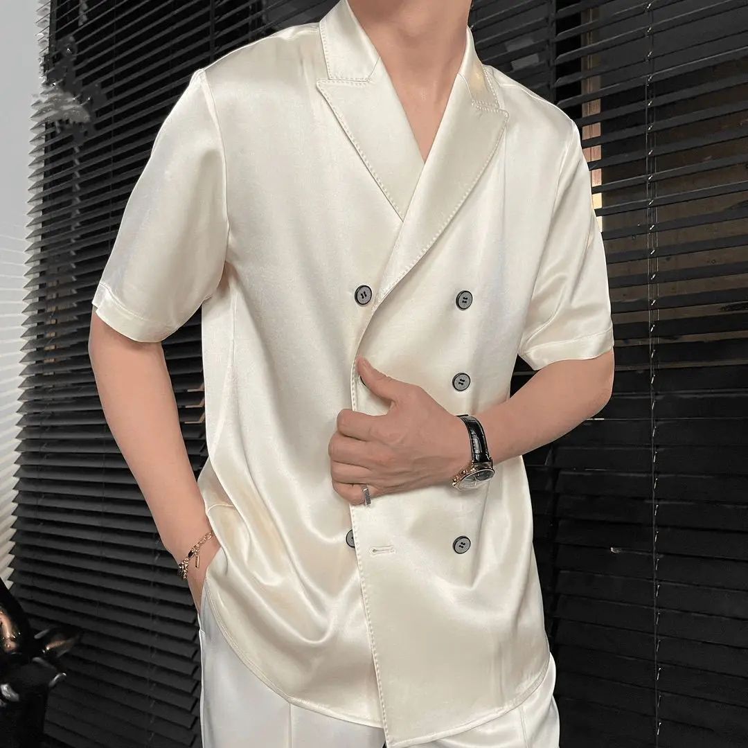 3-A31  Men's summer high-end suit two-piece suit solid color fashion high-end simpterary Hong Kong style men's suit