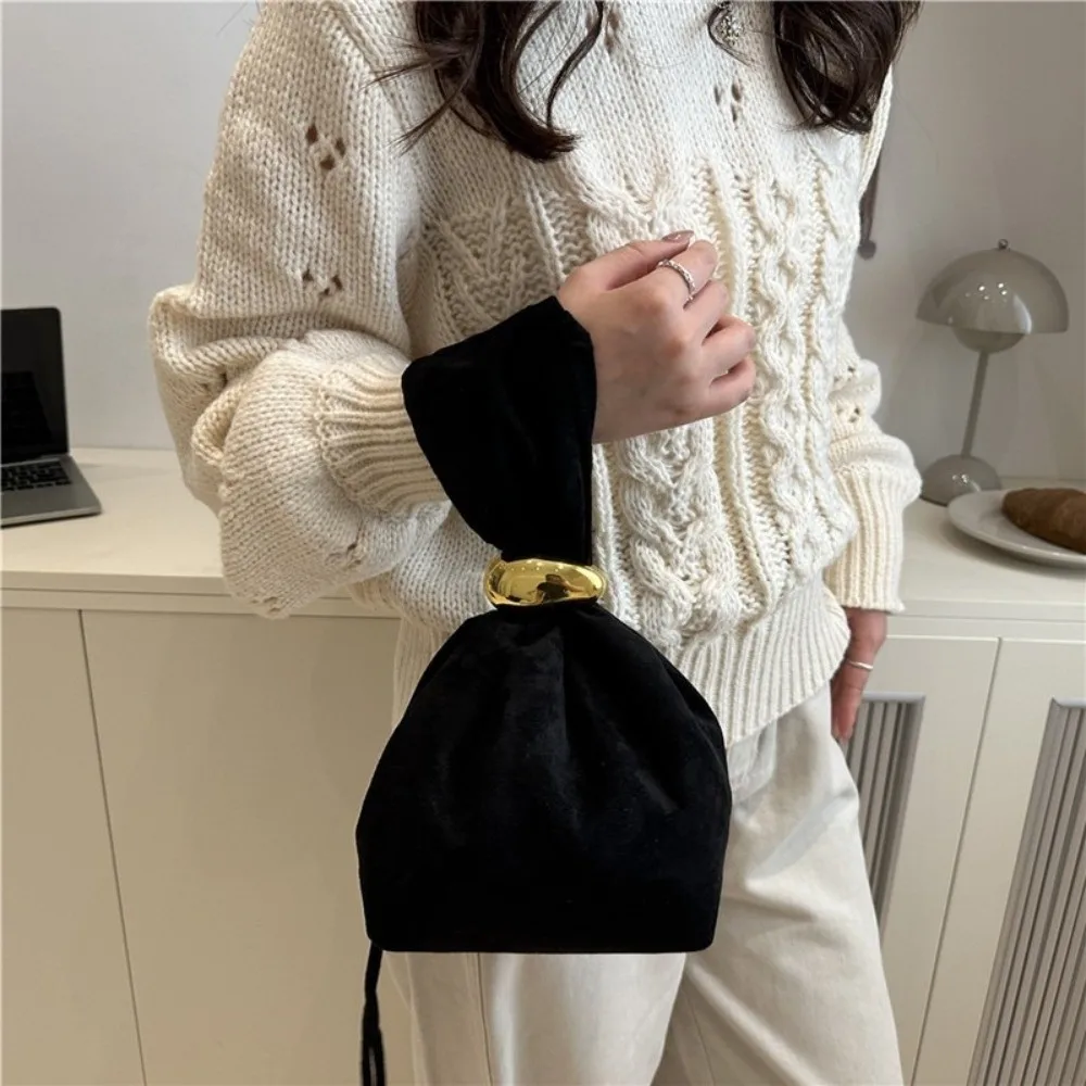 

Сплошной цвет, замшевый клатч, большая вместимость, корейский стиль, вечерняя вечерняя сумка, сумка для монет, плиссированная сумка-ведро на каждый день