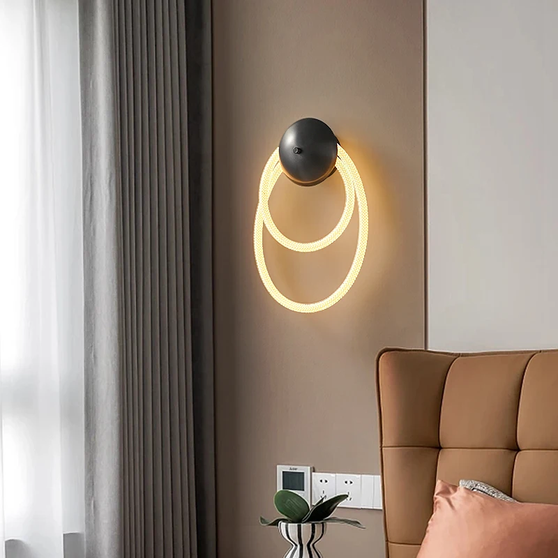 

Linear ring copper wall lamp living room led lighting fixtures for indoor bedroom bed study sofa decoration lamps