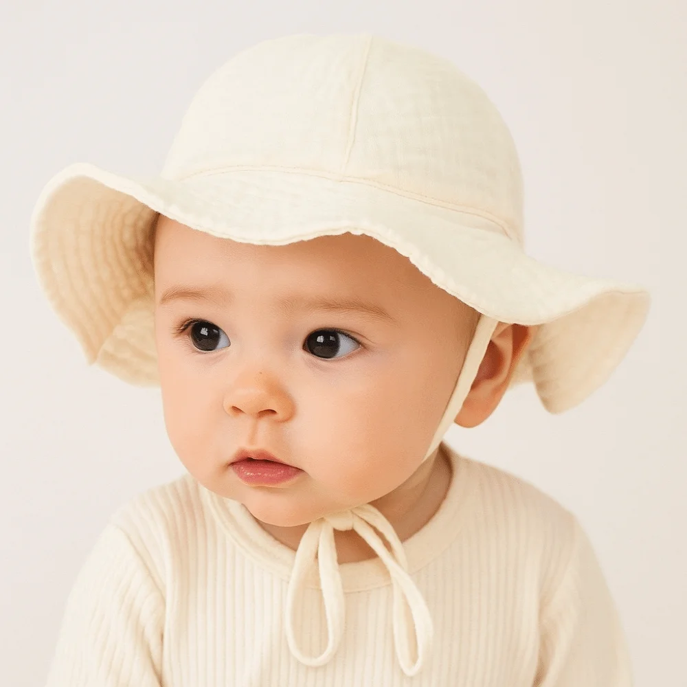 

Comfortable Cotton Infant Bucket Hat Love Heart Wide Brim Kid Sunhat Sunscreen Flower Children's Fisherman Hat Girls