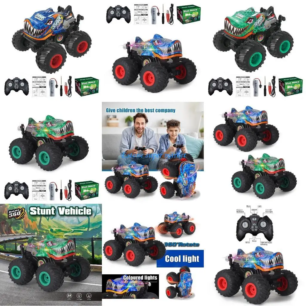 

090B Flashing LED Stunt Car Toy 2.4G Rotating Pickup Remote Control Car Teens Gifts Sprays Pickup Play Vehicle Kids Toy