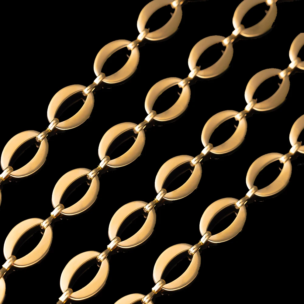 1 metro in acciaio inossidabile placcato oro collane cubane catena 10x14mm lettera O collegamento per braccialetti fai da te gioielli artigianali che fanno forniture