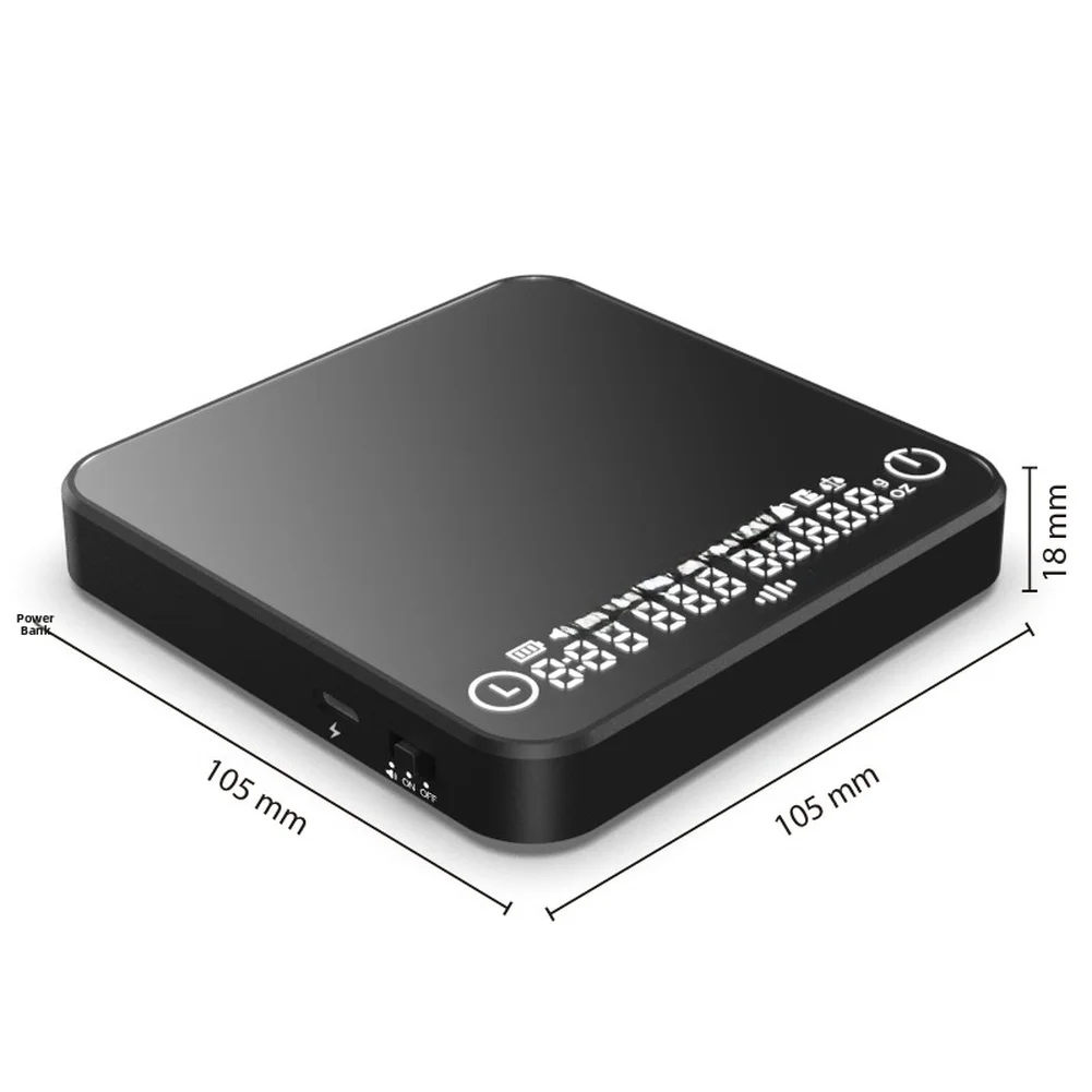 Digital Coffee Scale for Home 2000g Capacity 0.1g Accuracy Built-in Timer Dual Unit g oz Black ABS 10.5x10.5x1.8cm