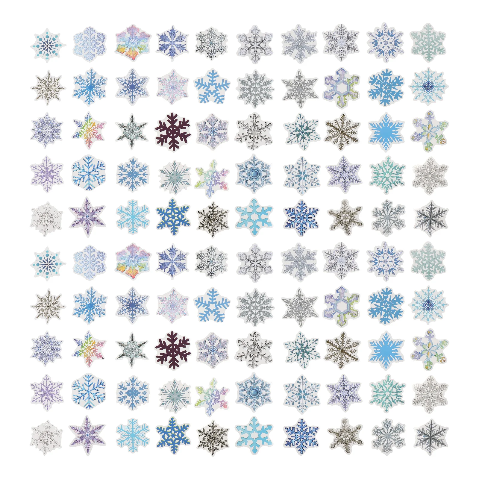 100 Pcs Snowflake Decals Xmas Suitcase Christmas Window PVC Glass Door Self-adhesive