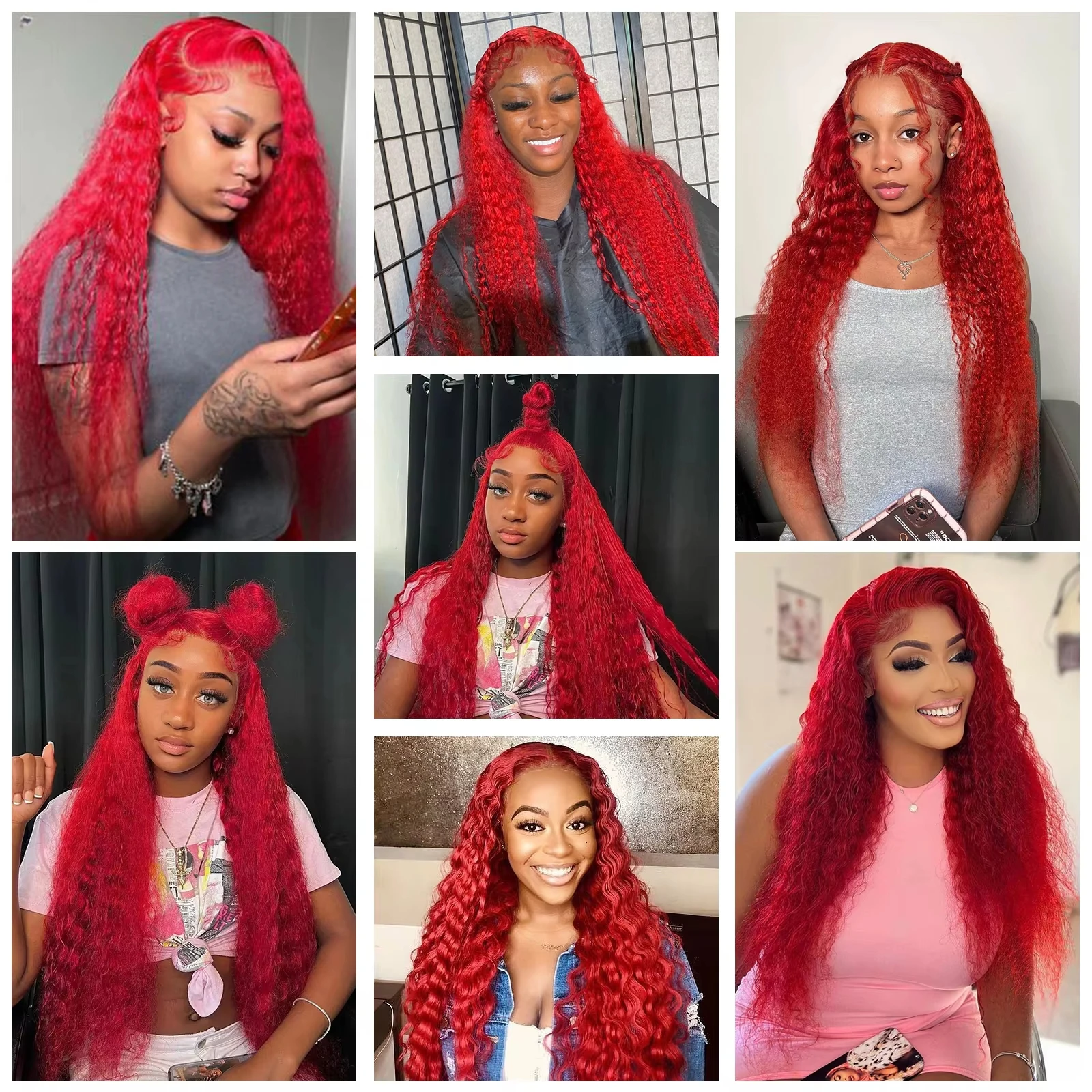 Wig Keriting Merah 40 Inci 13X6 Rambut Manusia Renda Depan dengan Kepadatan 250 Wig Frontal Renda Transparan Gelombang Dalam Berwarna Brasil untuk Wanita
