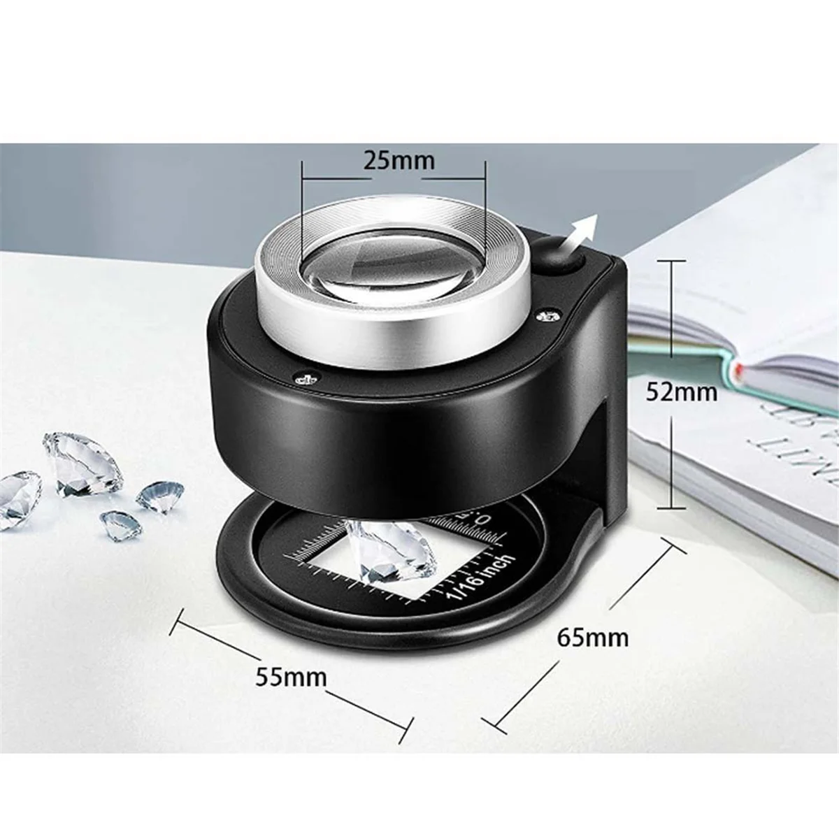 

60X двухслойное оптическое увеличительное стекло 395 Нм ручная лупа для чтения лупа с 6 светодиодами для монетных марок ювелирных изделий F