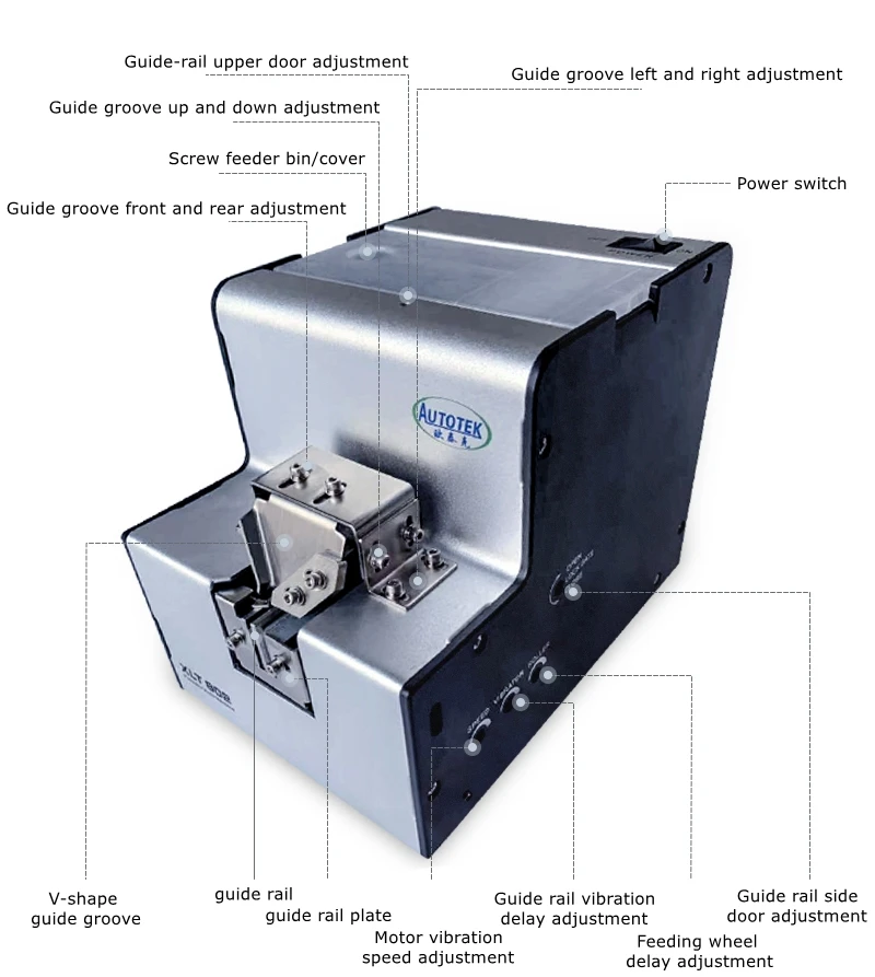 

NEW XLT-802 Automatic Screw Feeder 1.0-5.0mm Screw Conveyor with Adjustable Guide Rail and Side Speed Adjustment Knob