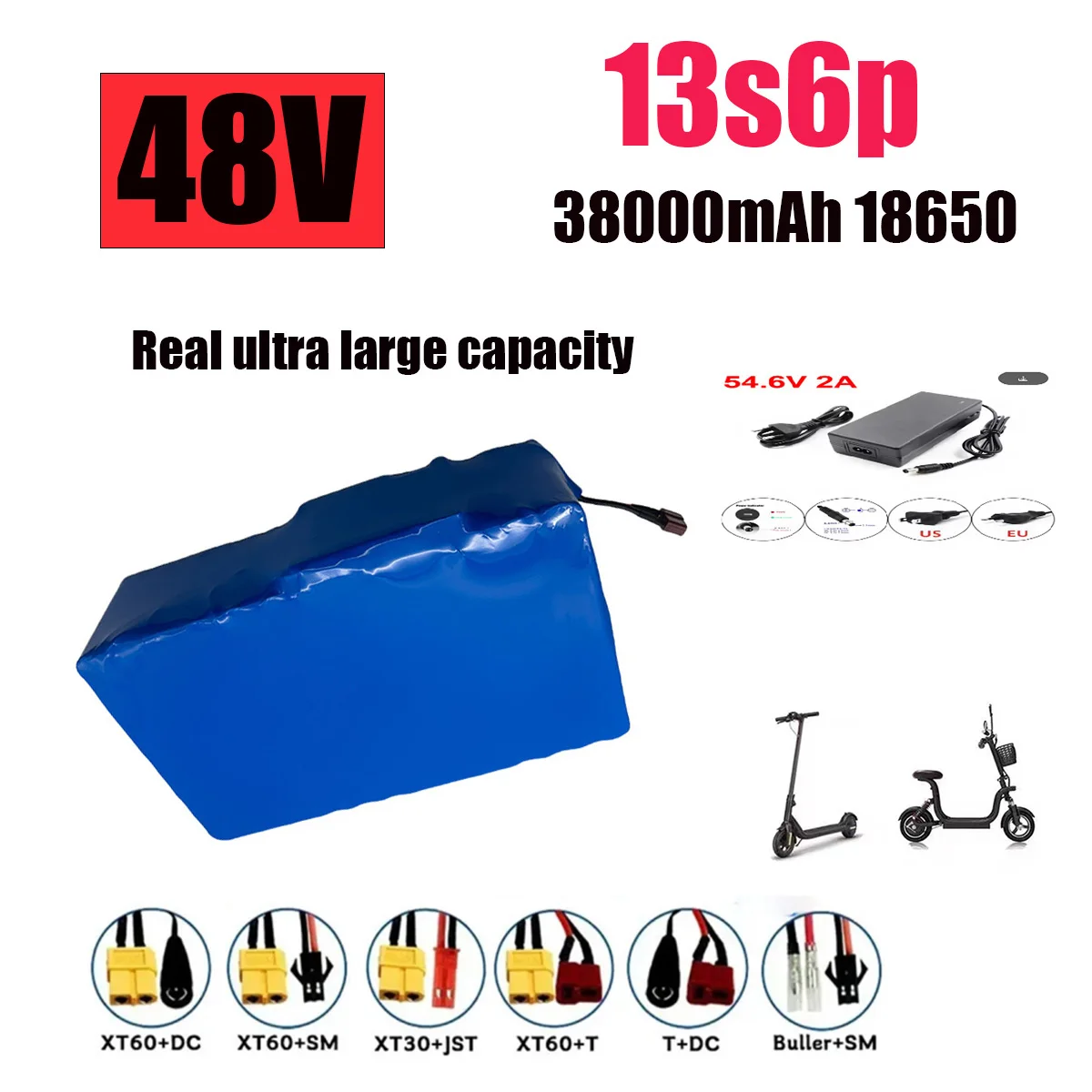 

100%New Original 48V 38Ah 13s6p Lithium Battery Pack 48v 100000mAh 2000W suit bremer R3/R6 E3 Pro F3 Batteries Built in 50A BMS