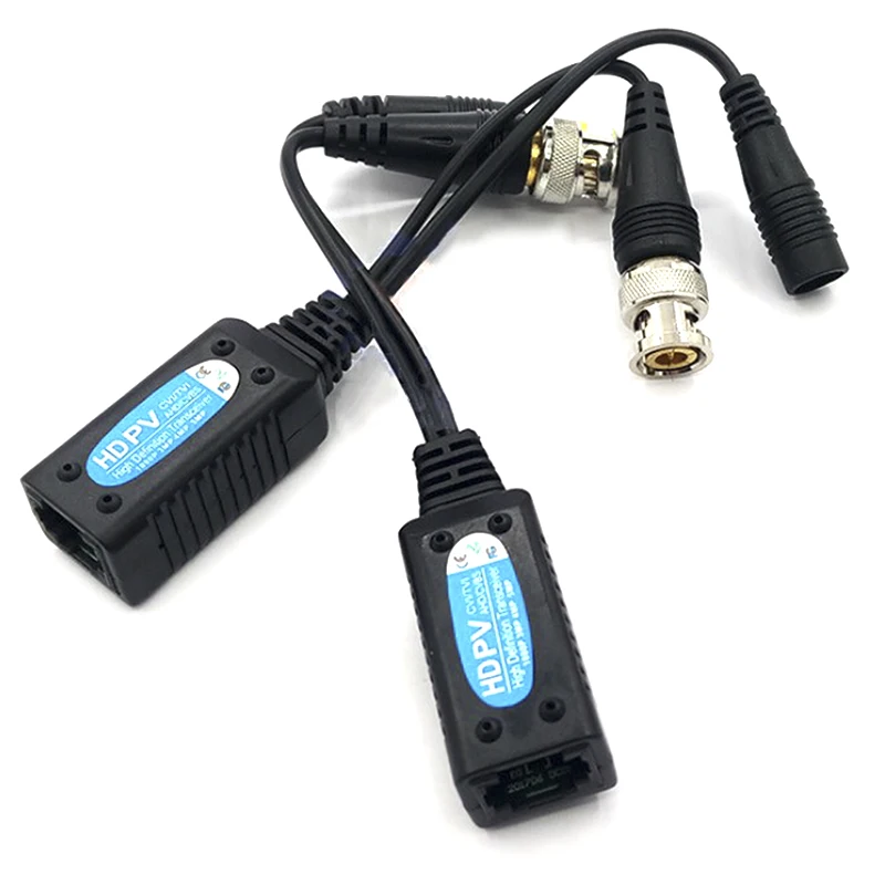 1 Pair DC-8MHZ Passive CCTV Coax BNC Video Power Balun Transceiver To RJ45 Connector