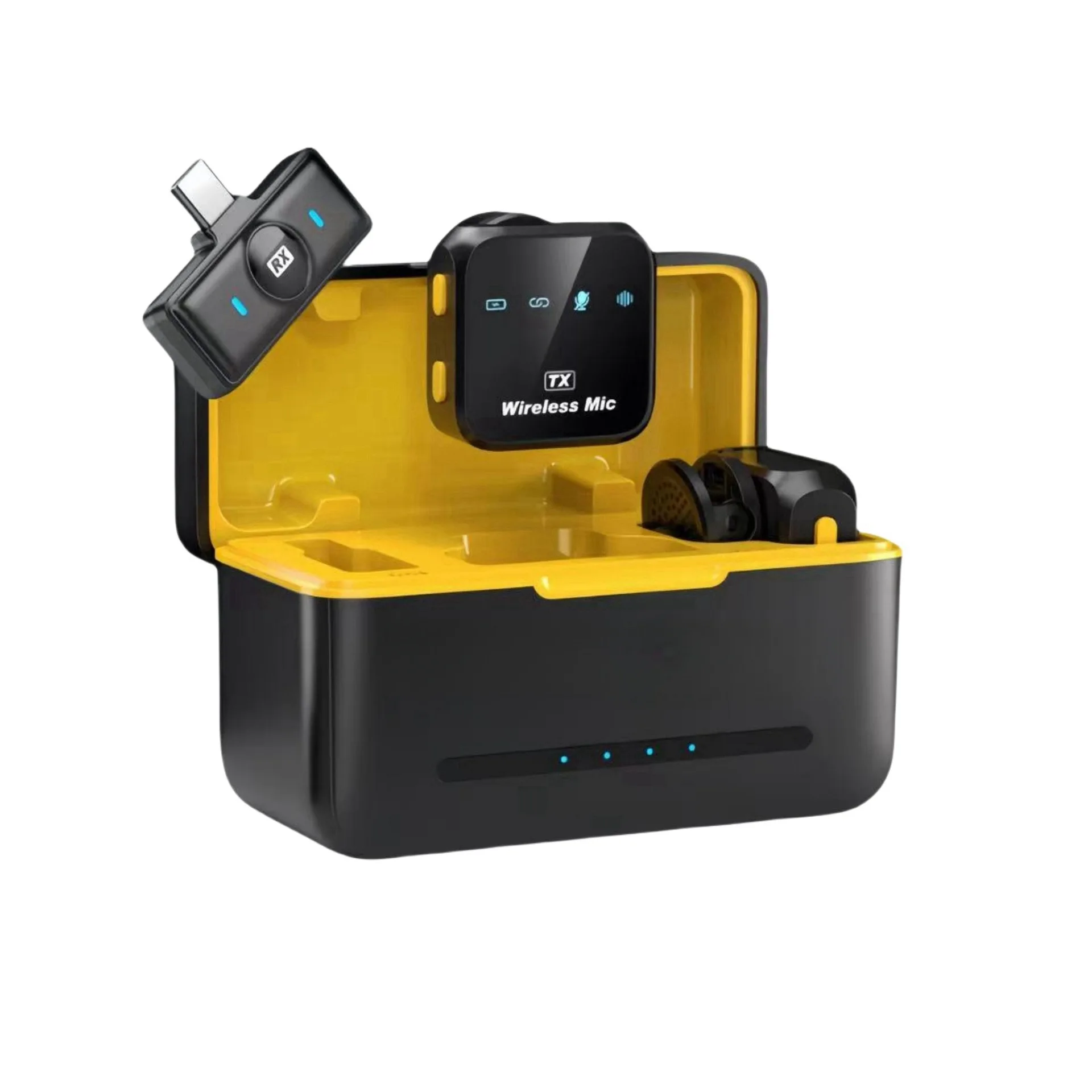 

PyroGraphy New DX12 One Drag Two Wireless Lavalier Microphone with Charging Compartment Live Broadcast Clip Button Microphone