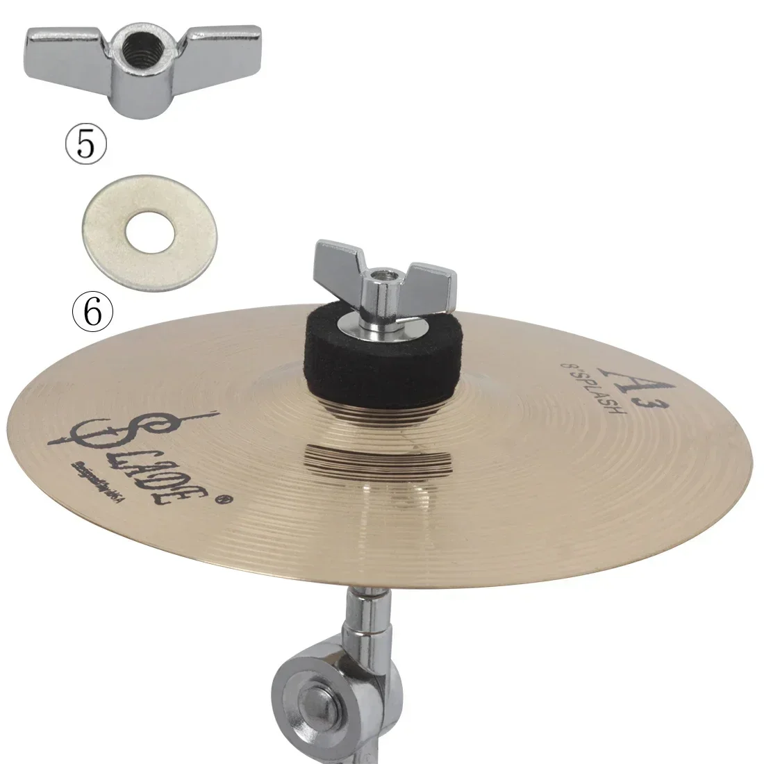 18 Pcs Cymbal Felts Hi-Hat Clutch Felt Hi Hat Cup Felt Cymbal Stand Sleeves with Base Wing Nuts and Cymbal Washer For Drum Parts
