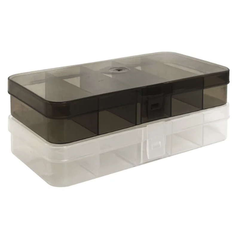 ISURE MARINE 5-Grid Plastic Fish Bait Storage Box Transparent Fishing Gear Box Fish Bait Storage Box Outdoor Fishing Supplies