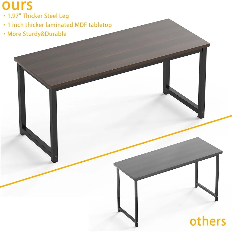 Large Office Desk for Home Office with Wide 63 Computer Desk Table Ideal for TwoPerson Workspaces Features Sturdy Metal Frame w