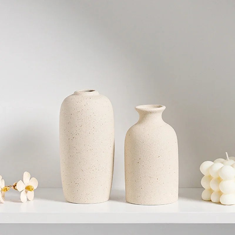 Florero de cerámica INS, maceta blanca, florero decorativo nórdico, floreros secos para el hogar, sala de estar, decoración de escritorio, ваза для ц
