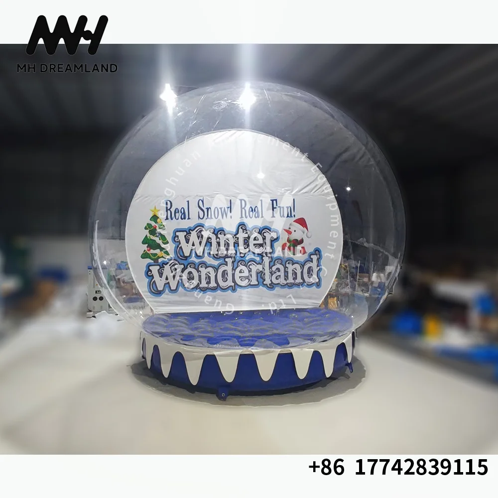 Outdoor Inflatable Snow Globe Bubble House PVC Christmas Decoration Crystal Balls Inflatable Snowball Tent For Sale