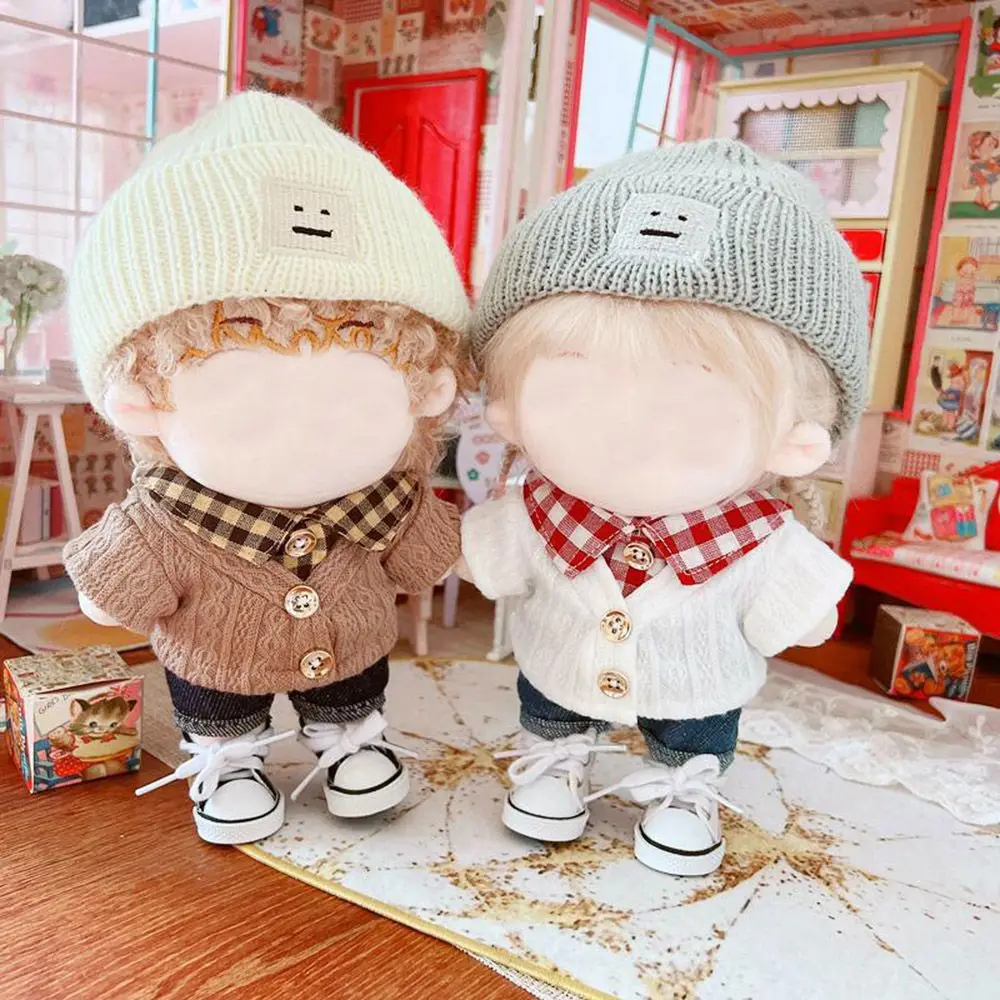 For Plush 20cm Doll Cosplay Change Clothing Outfit Gift Plaid Sweater Fake Two Piece Sweater Doll Clothes Toys