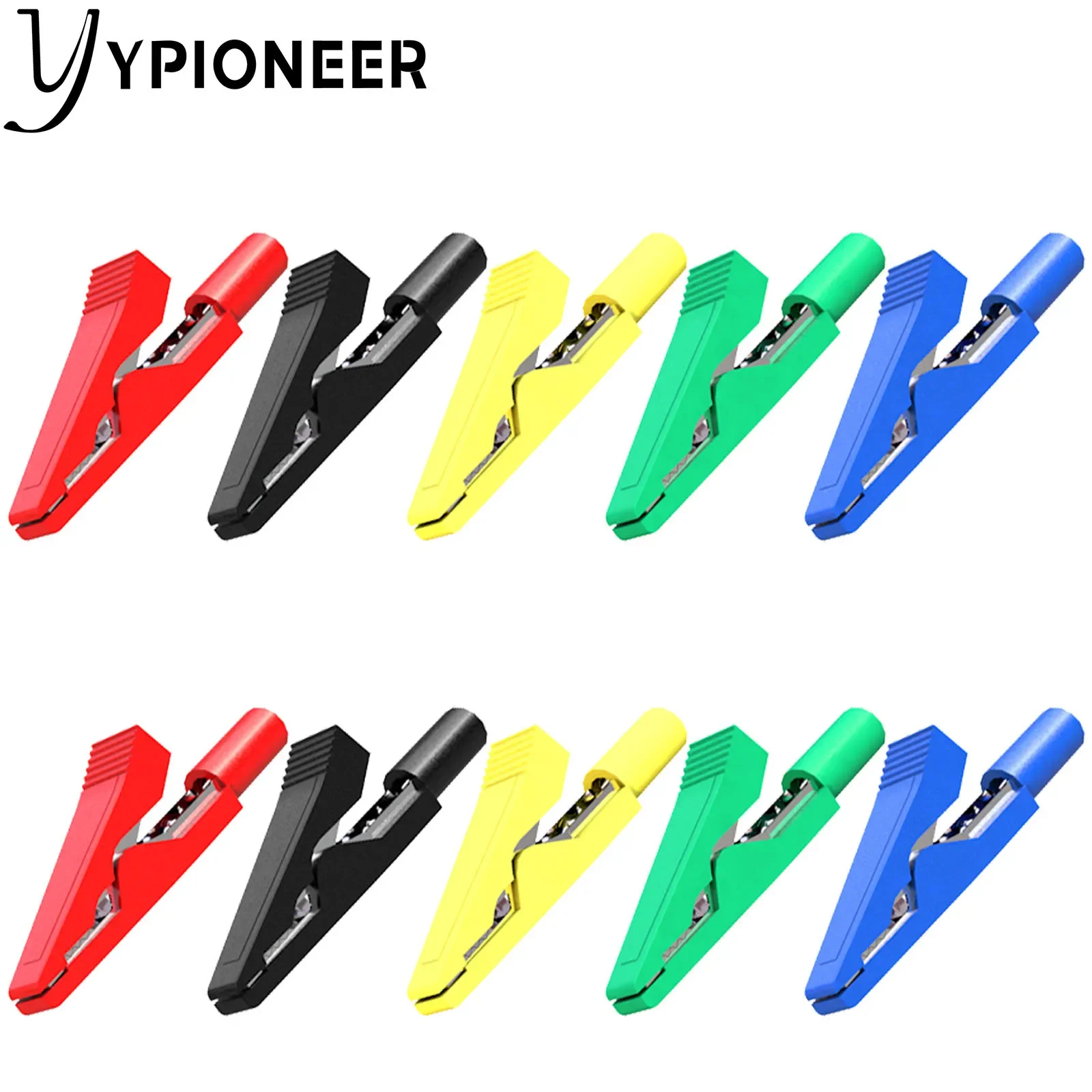 YPioneer P2009 Insulated Alligator Clips Electrical 10PCS Crocodile Clamps for 2mm Test Probes, 2mm Banana Plugs