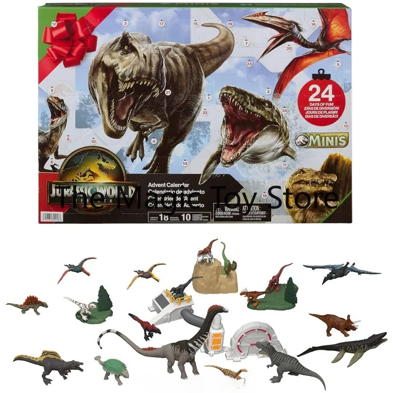 Jurassic World Christmas Advent Calendar Blind Box 24 Dinosaurs Human Figures Fence Scene Collectible Model Kit