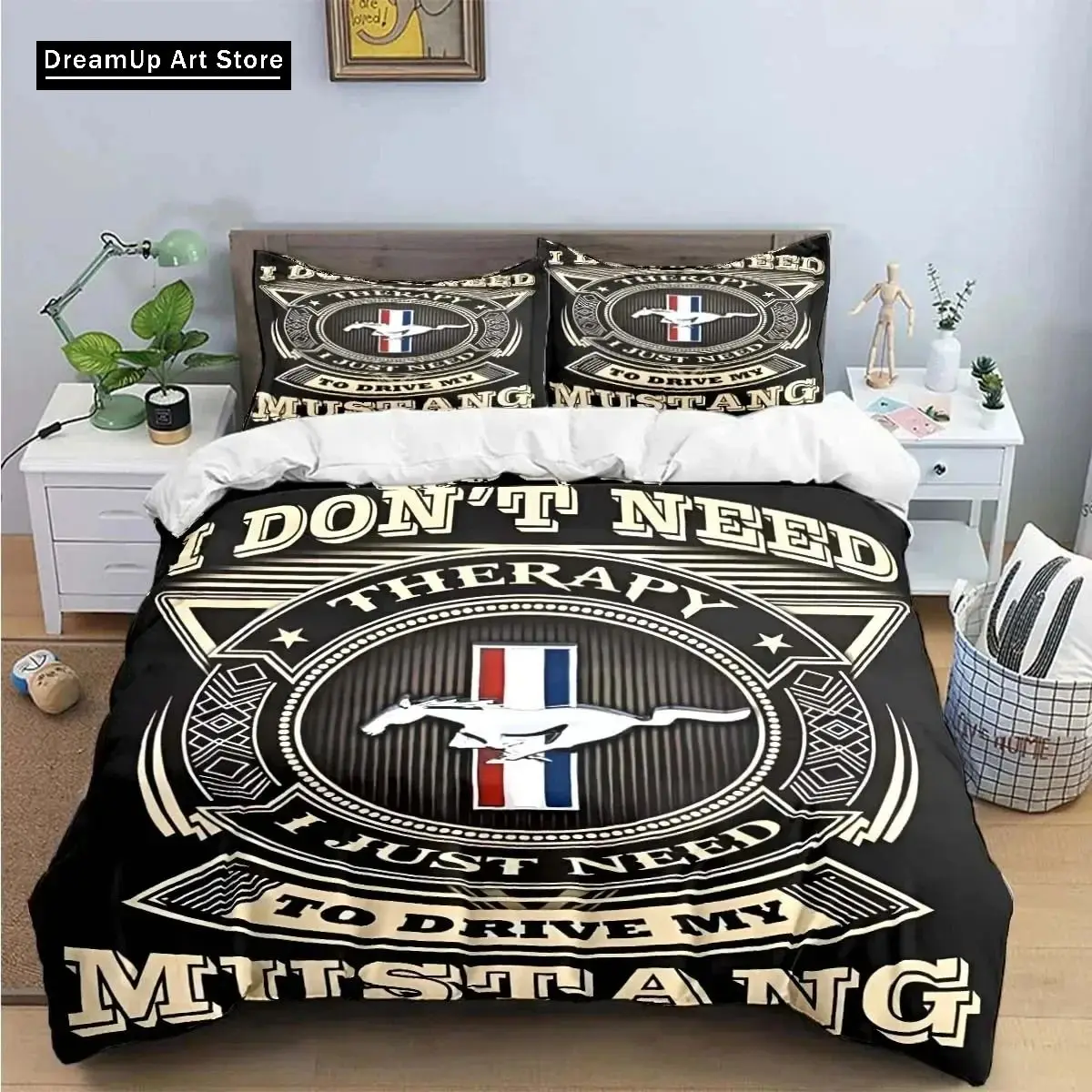 3D Print Mustang Car Logo Bedding Set Boys Girls Twin Queen King Size Duvet Cover Pillowcase Bed boys Adult Home Textileextile