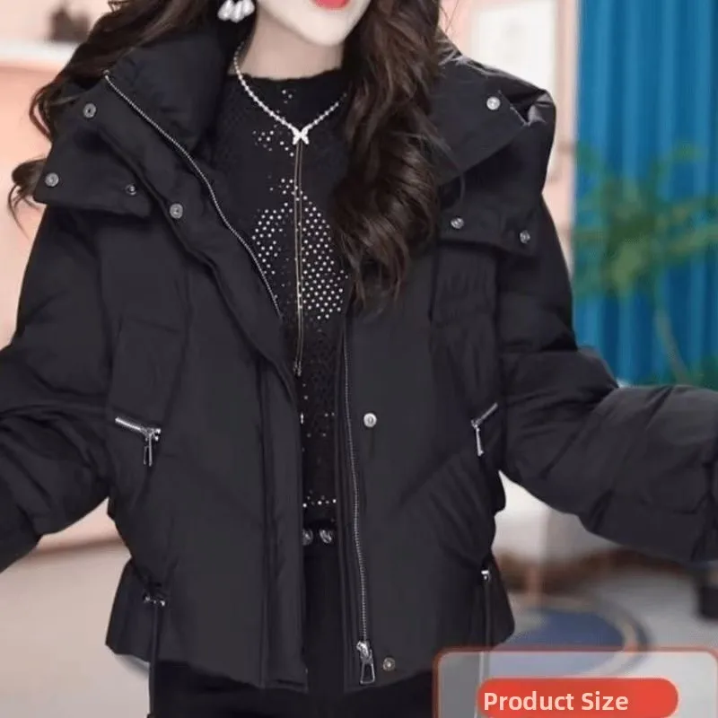 

Faionable ort Cotton Jaet Women's Loose Thiened Winter Coat Warm Outerwear Korean Sle Long Sve Zipper Closure