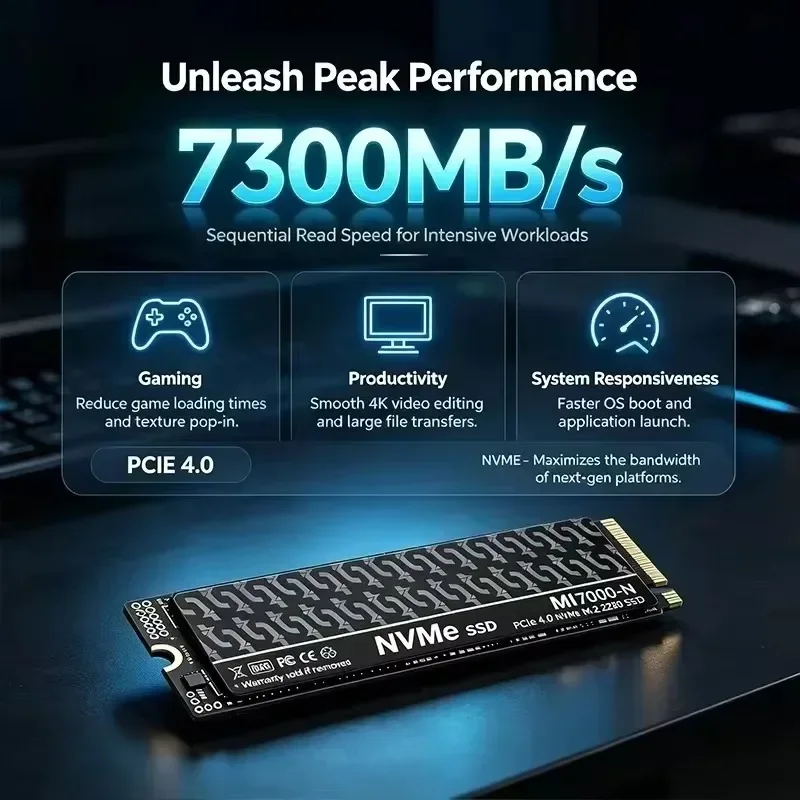 MI7000-N NVMe SSD PCIe Gen4 M.2 2280 High Performance Internal Drive 500GB 1TB 2TB 4TB Storage Upgrade For PS5 Desktop Laptop