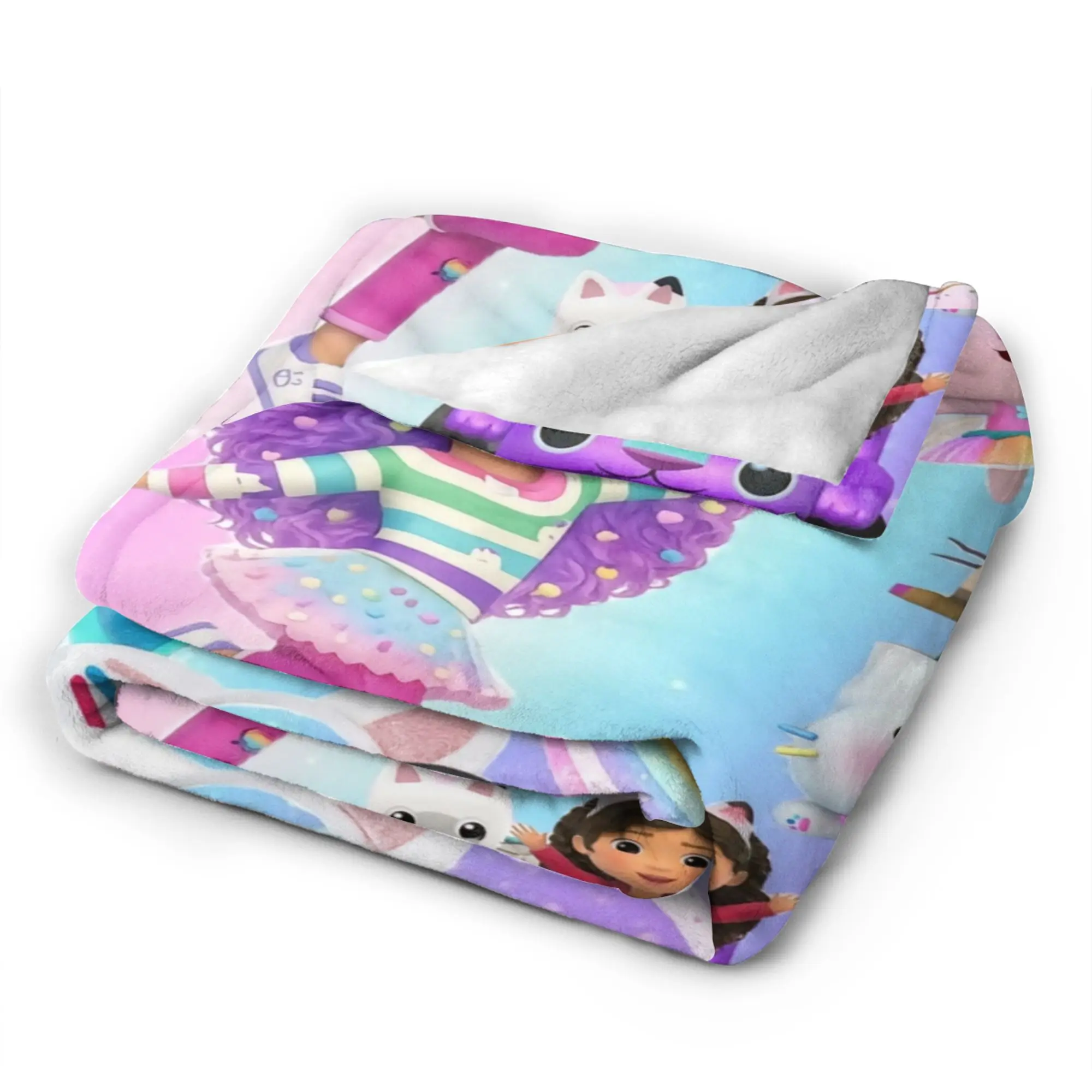 Gabbysed dollhouses Flannel Blanket Winter  Warm Soft Throw Blanket for Girls Boys Living Room Fluffy Bedspread Sofa Bed Cover