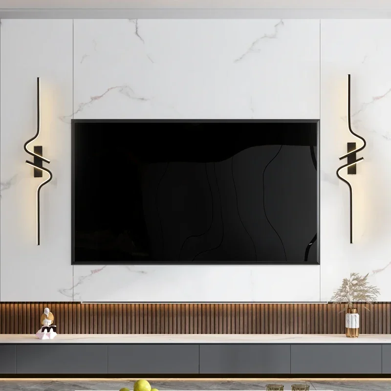 Modern Minimalist Creative Strip Led Wall Lamp Bedroom Bedside Wall Sconce for Living Room TV Sofa Background Wall Lamp