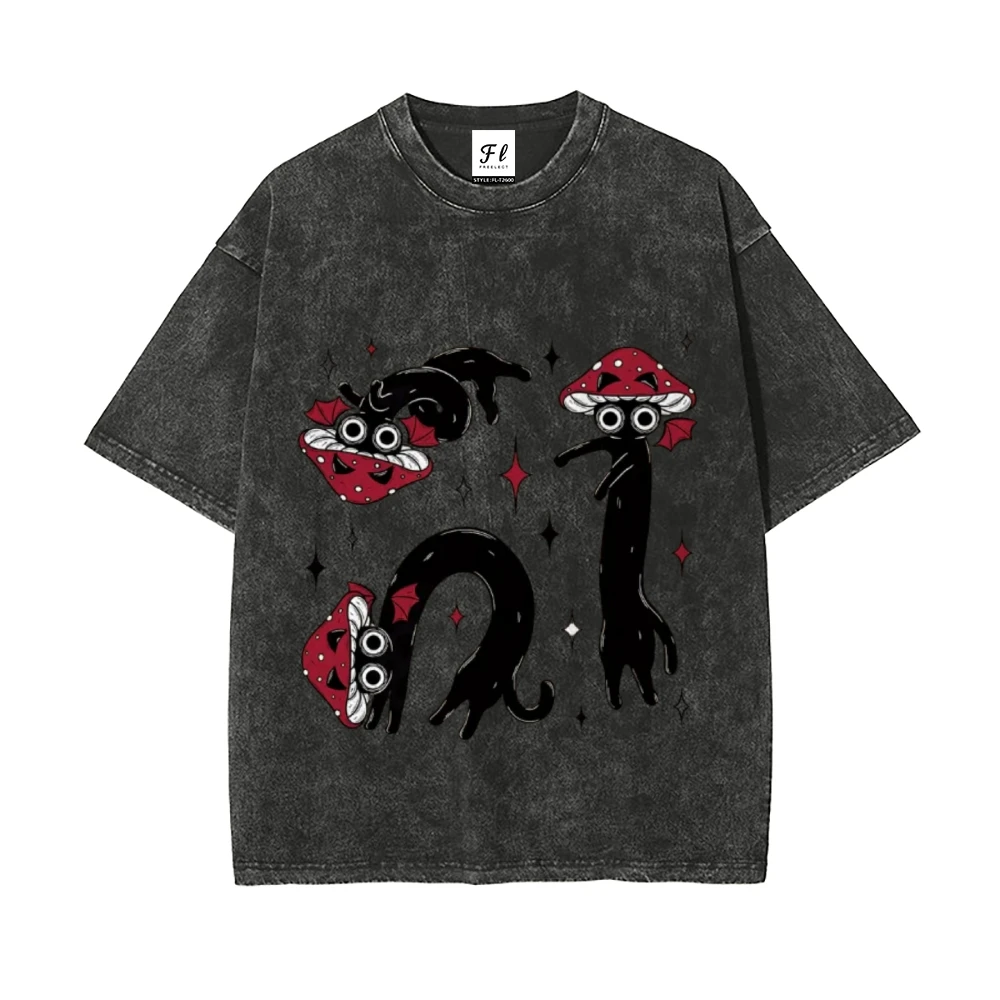 ملابس صيفية ناعمة Y2k تي شيرت جرافيك مع فطر لطيف 100% قطن بأكمام قصيرة ورقبة دائرية ملابس مريحة للشارع ملابس نسائية
