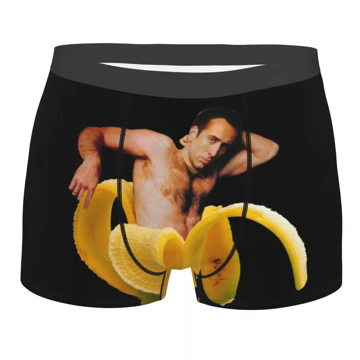 Custom Nicolas Cage In A Banana Boxer Shorts For Men 3D Print Funny Meme Underwear Panties Briefs Breathable Underpants
