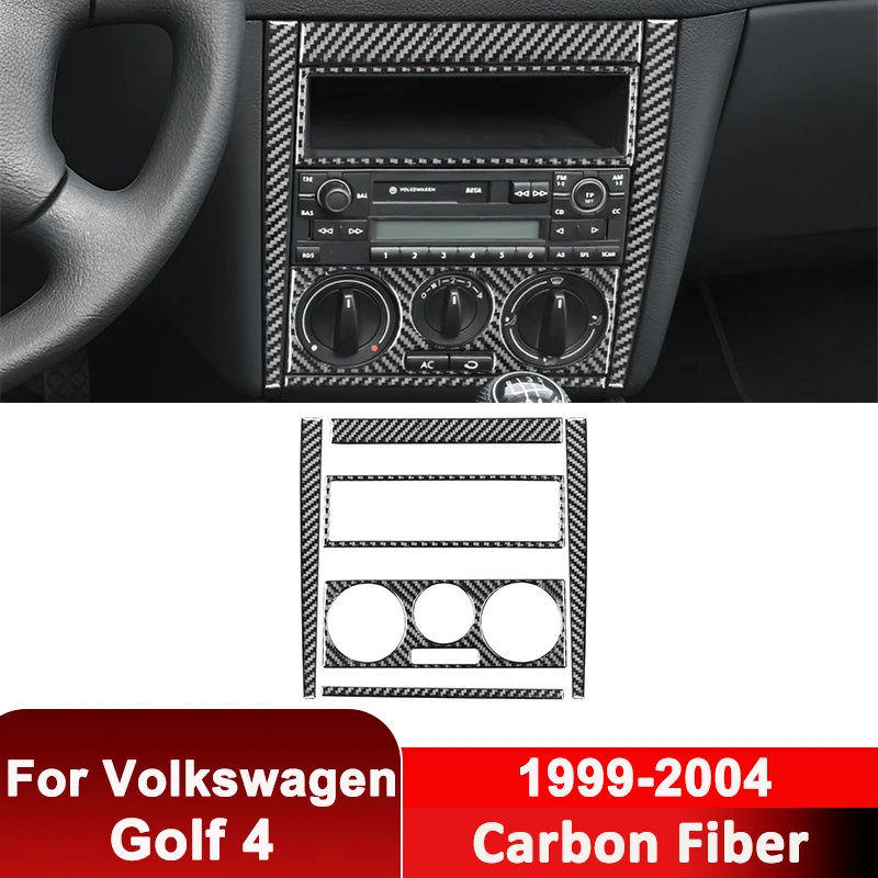 

Для Volkswagen Golf 4 1999-2004 углеродное волокно, центральная панель управления автомобиля, декоративная рамка, декоративная наклейка, аксессуары для интерьера