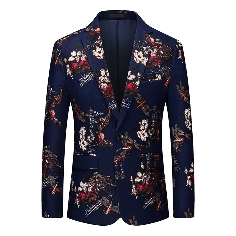 

Men's Slim Fit One Button Business Casual Suit Coat Men's Flower Embroidered Fabric Suit